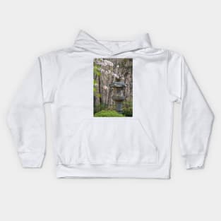 Japanese stone lantern in Japanese garden Kids Hoodie